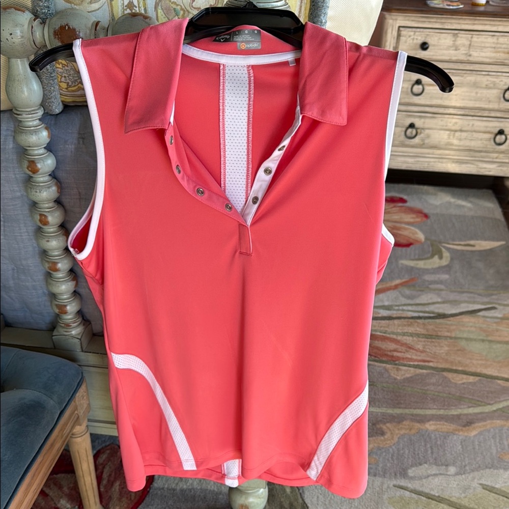 Coral Sleeveless Golf Shirt